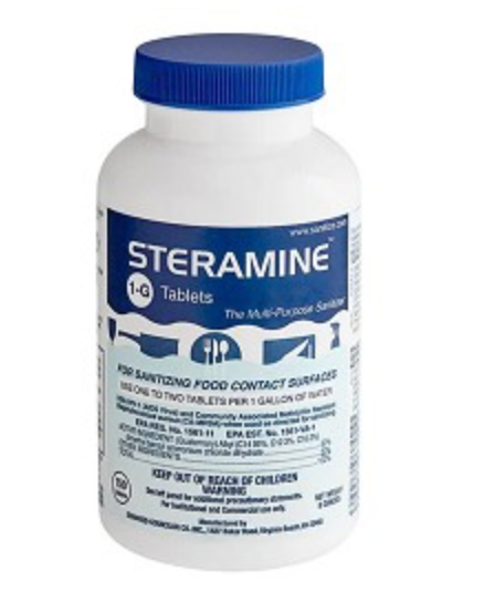 Steramine sanitizer tablets bottle
