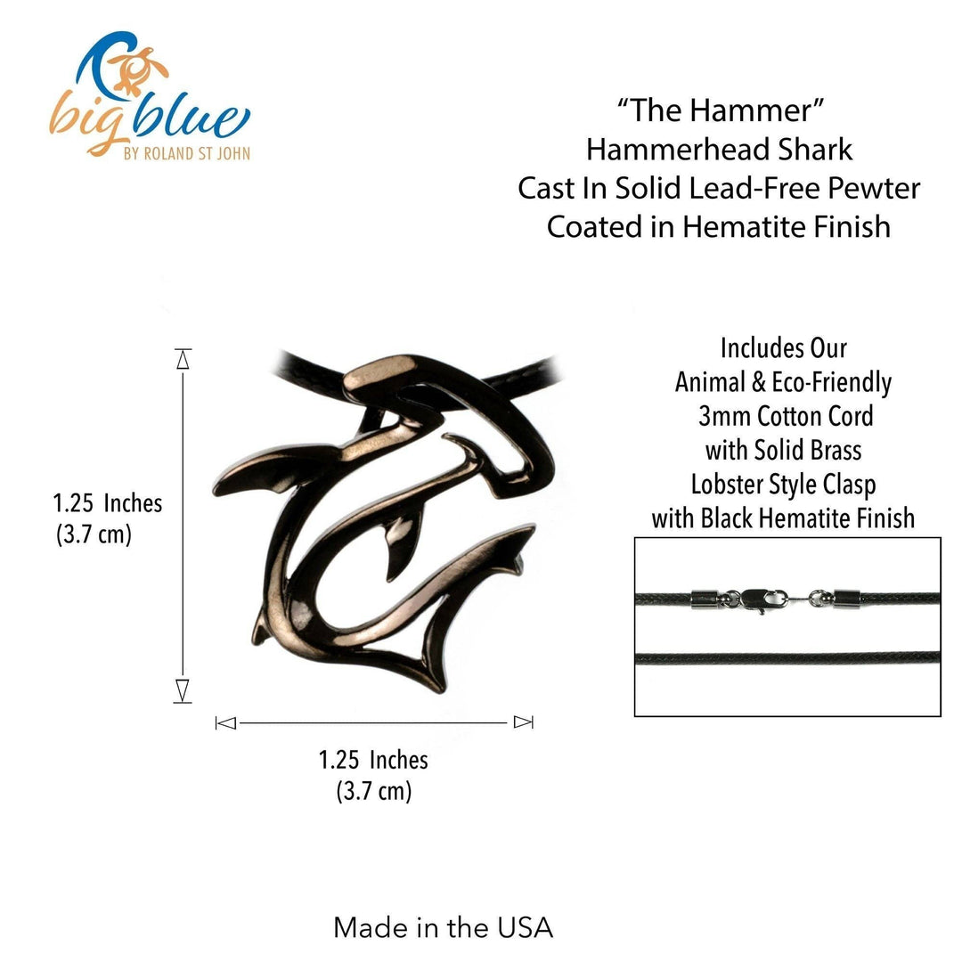 Hammerhead Shark Pendant Necklace – "The Hammer" - Jet Black Finish