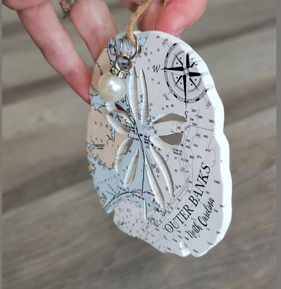 Map Mom Sand Dollar Wood Ornament - Custom Map Location
