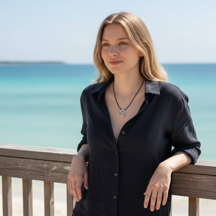 Dolphin Cord Necklace – "Flipper" – Pewter