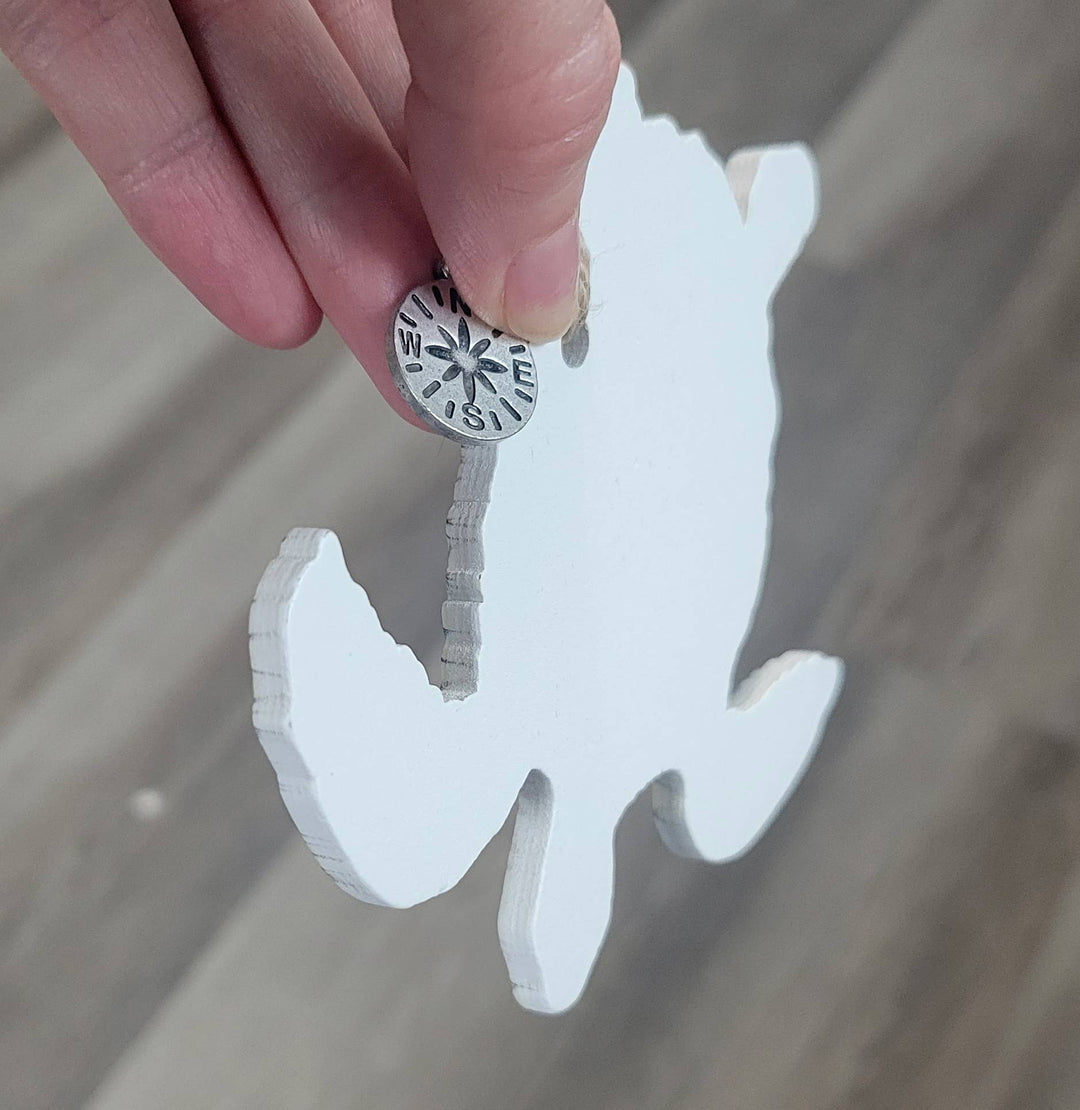 Map Mom Sea Turtle Wood Ornament - Custom Map Location