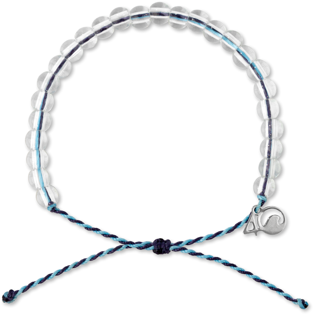 4ocean Whale Beaded Bracelet in light blue and purple