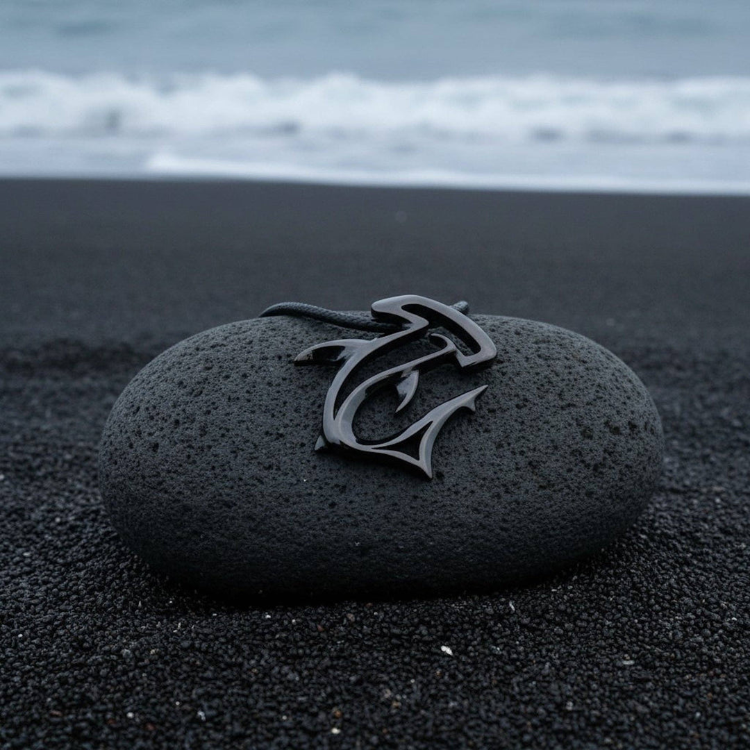 Hammerhead Shark Pendant Necklace – "The Hammer" - Jet Black Finish