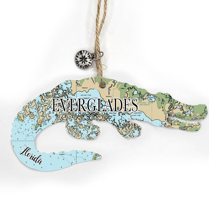 Map Mom Alligator Wood Ornament - Custom Map Location