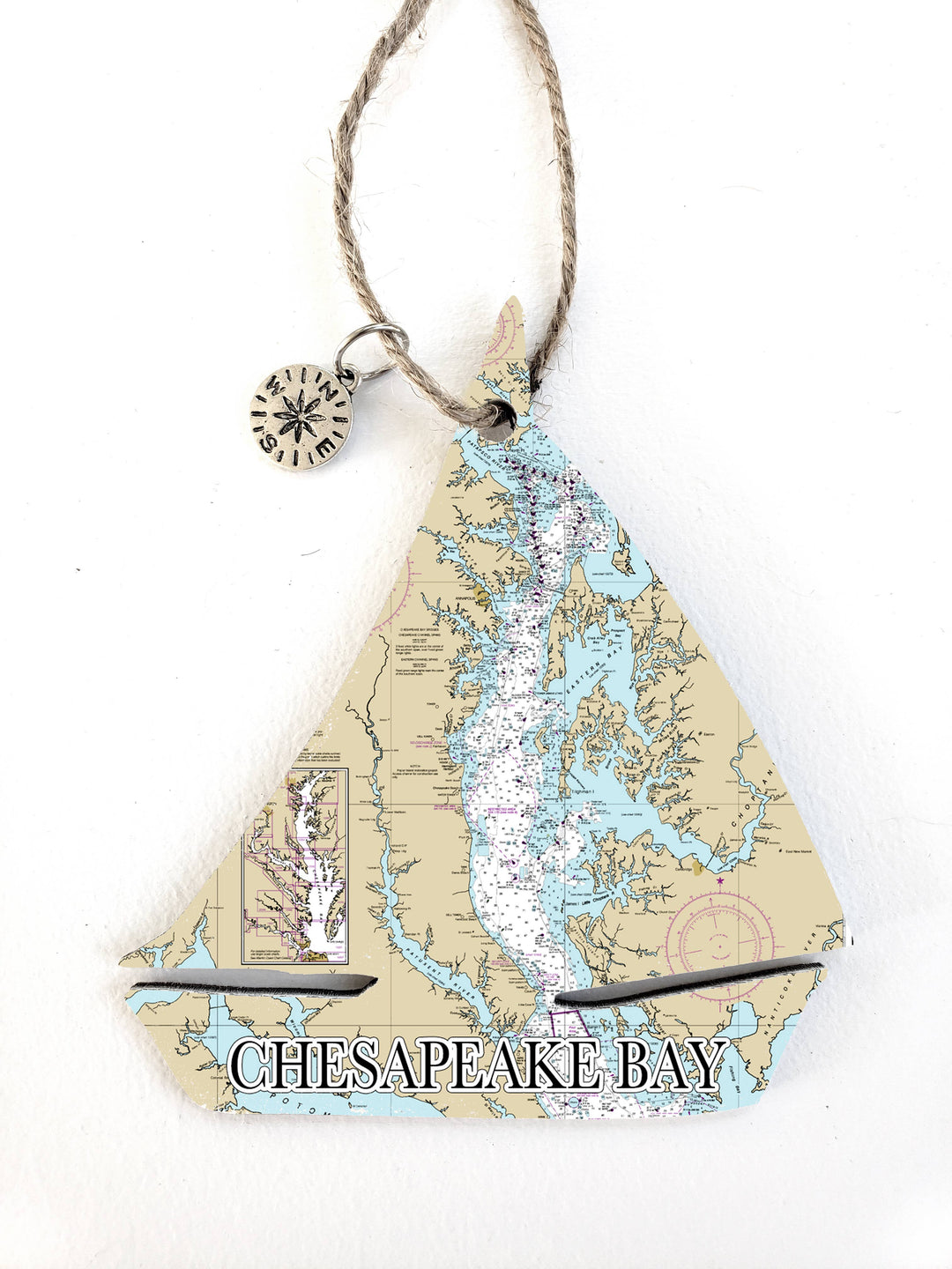 Map Mom Sailboat Wood Ornament - Custom Map Location
