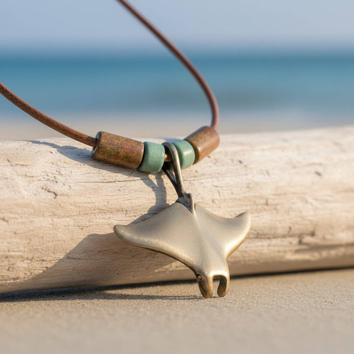 Realistic Manta Ray Necklace – Shoreline Collection – Bronze