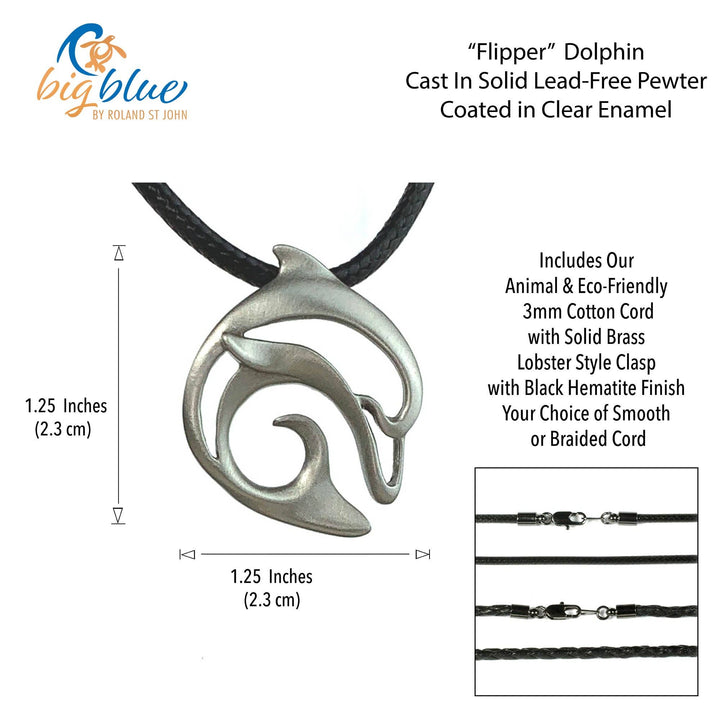 Dolphin Cord Necklace – "Flipper" – Pewter