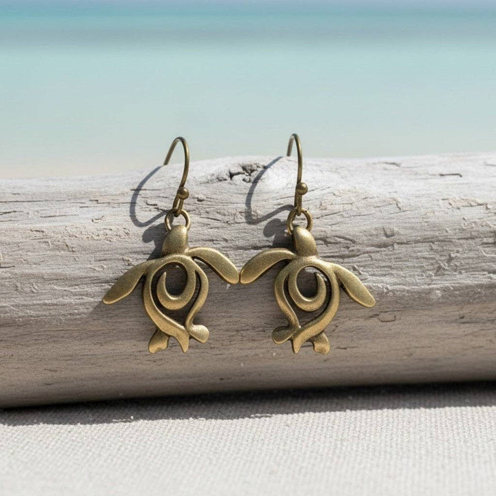 Turtle Drop Earrings – Ocean Traveler "Honu" Collection - Bronze