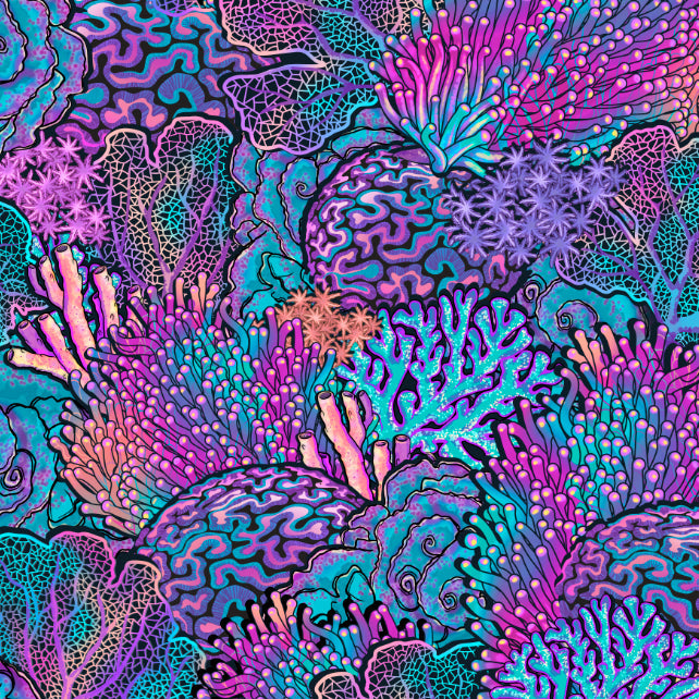 Coral Kaleidoscope print swatch