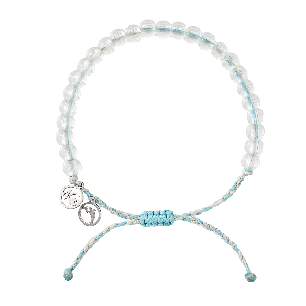 4ocean Dolphin Beaded Bracelet in light blue and grey