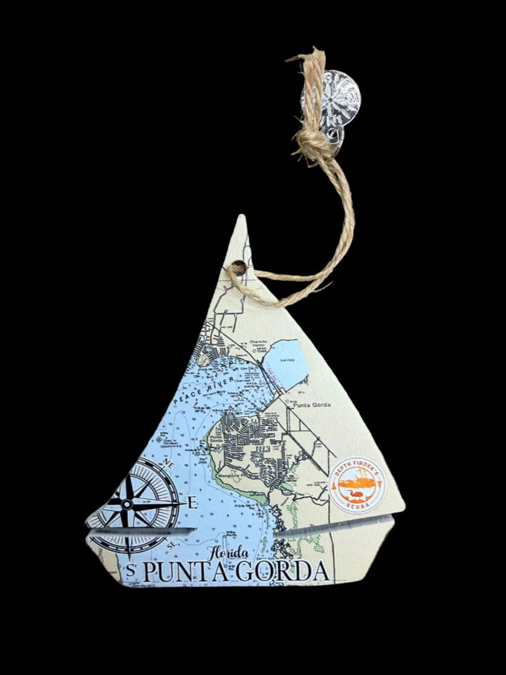 Punta Gorda Nautical Chart Wood Ornament