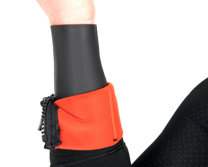 Bare Reactive wrist seal and zipper detail