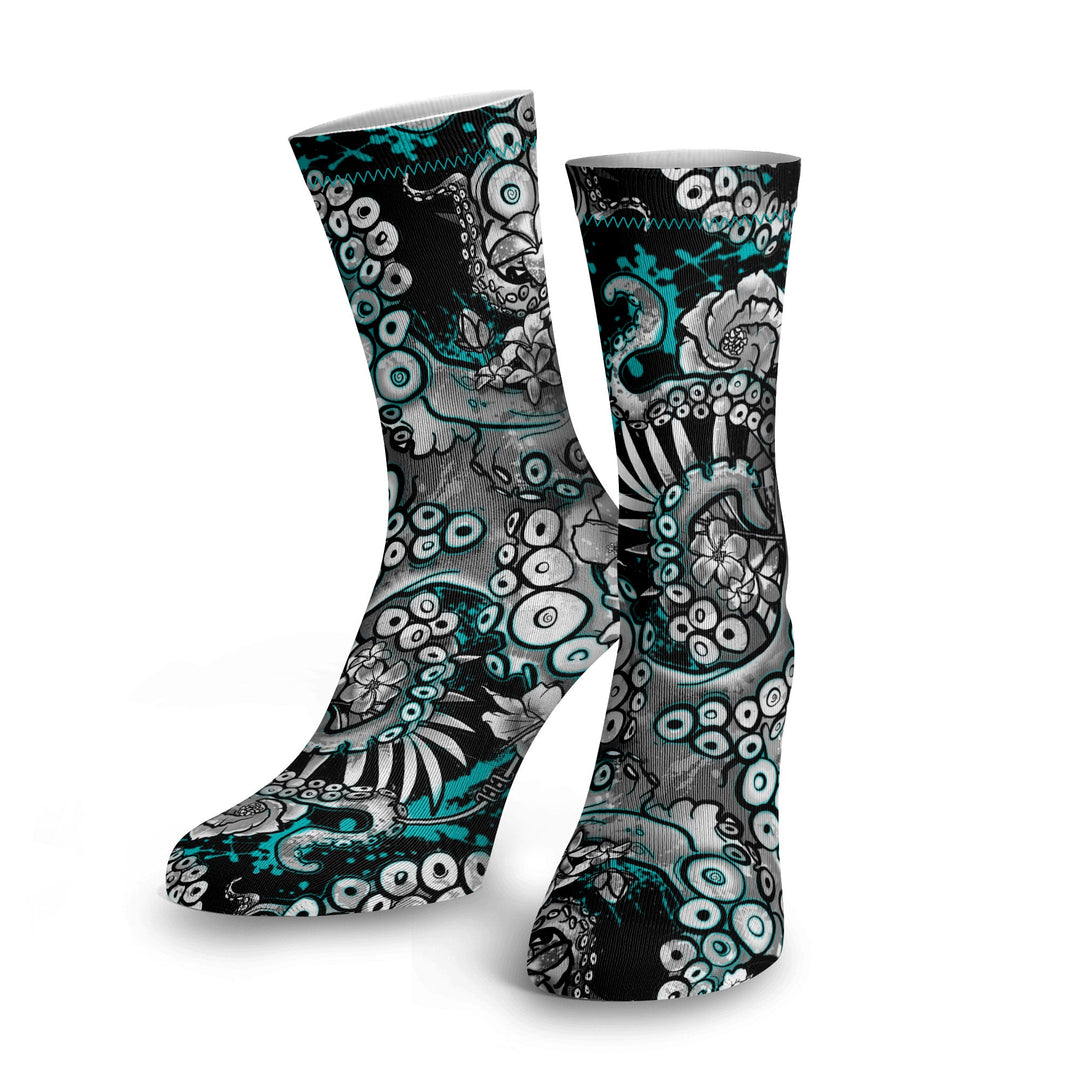 Eco-Friendly Electric Blue Octofloral Dive Socks