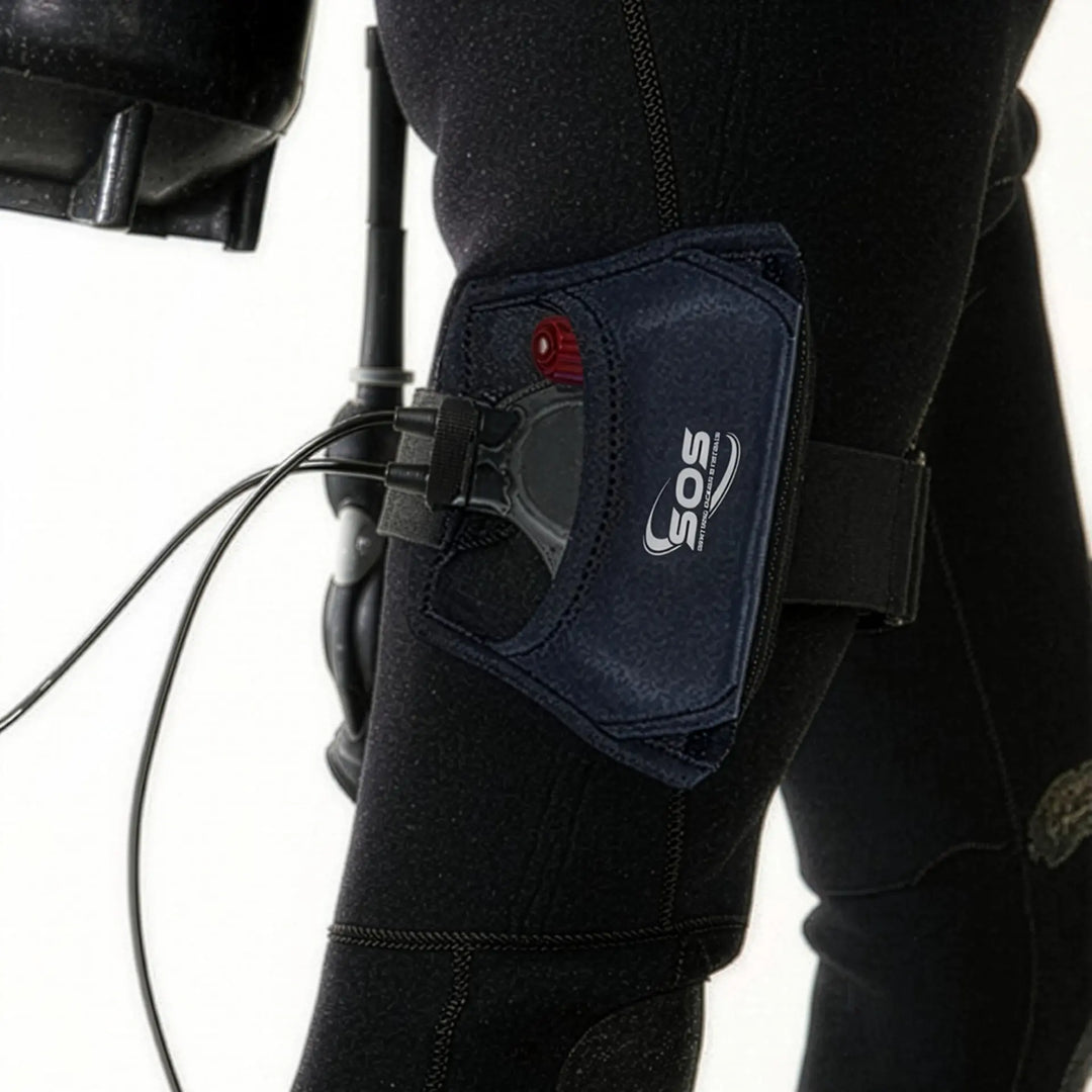 FREEDOM8 shark deterrent worn on the thigh
