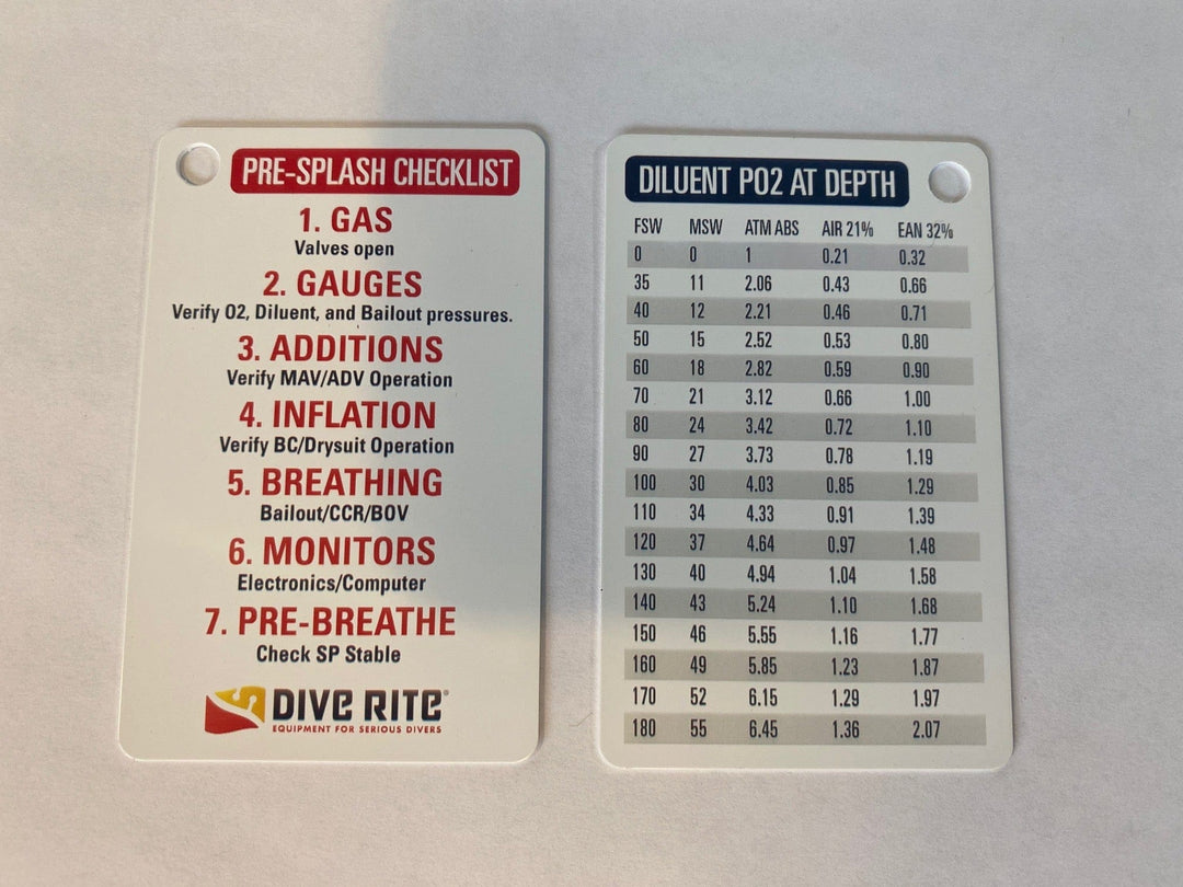 Dive Rite CCR Pre-Splash Checklist