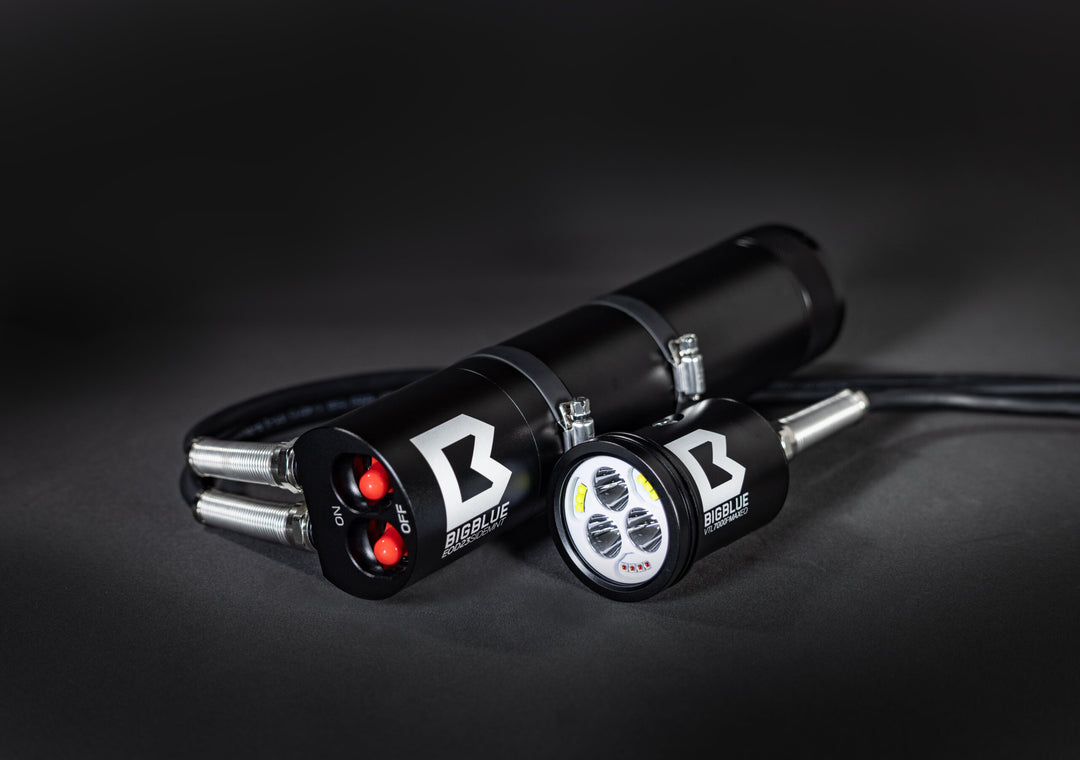 Bigblue 7000 Lumen Wide Beam + 2900 Lumen Canister Light EOD Cord - Sidemount