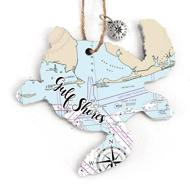 Map Mom Sea Turtle Wood Ornament - Custom Map Location