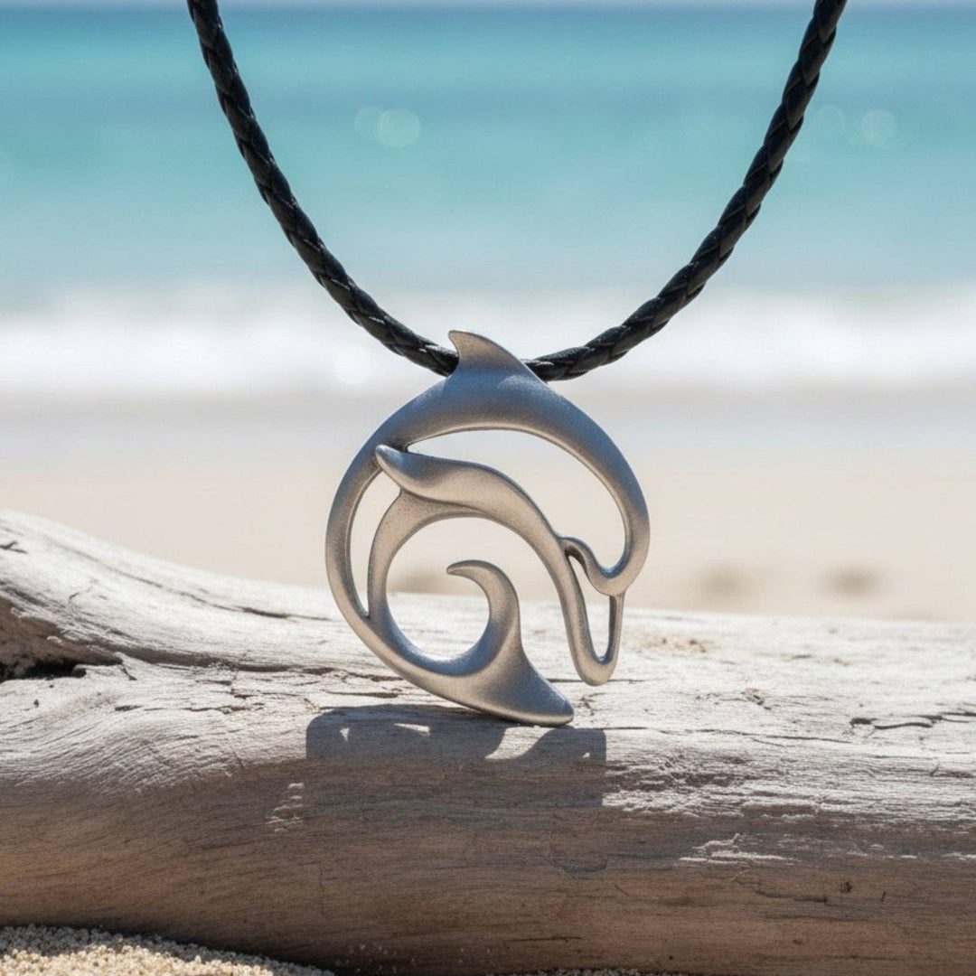 Dolphin Cord Necklace – "Flipper" – Pewter
