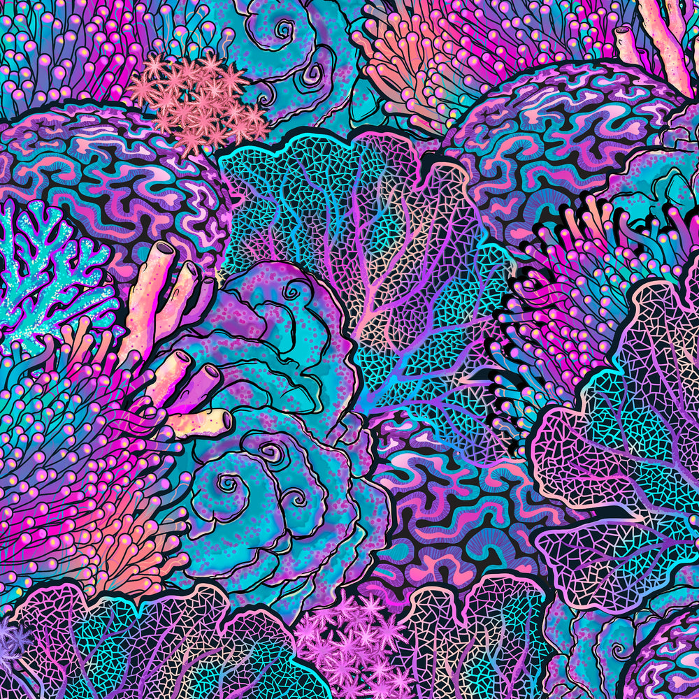 Coral Kaleidoscope print swatch
