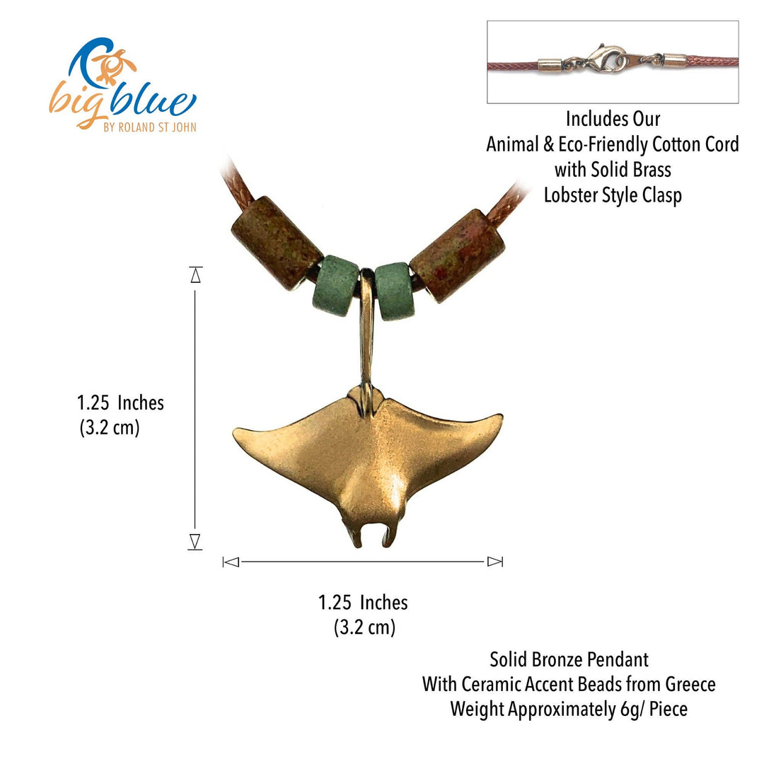 Realistic Manta Ray Necklace – Shoreline Collection – Bronze