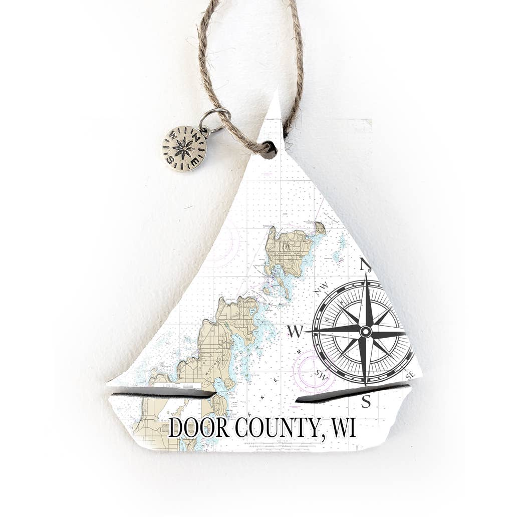 Map Mom Sailboat Wood Ornament - Custom Map Location