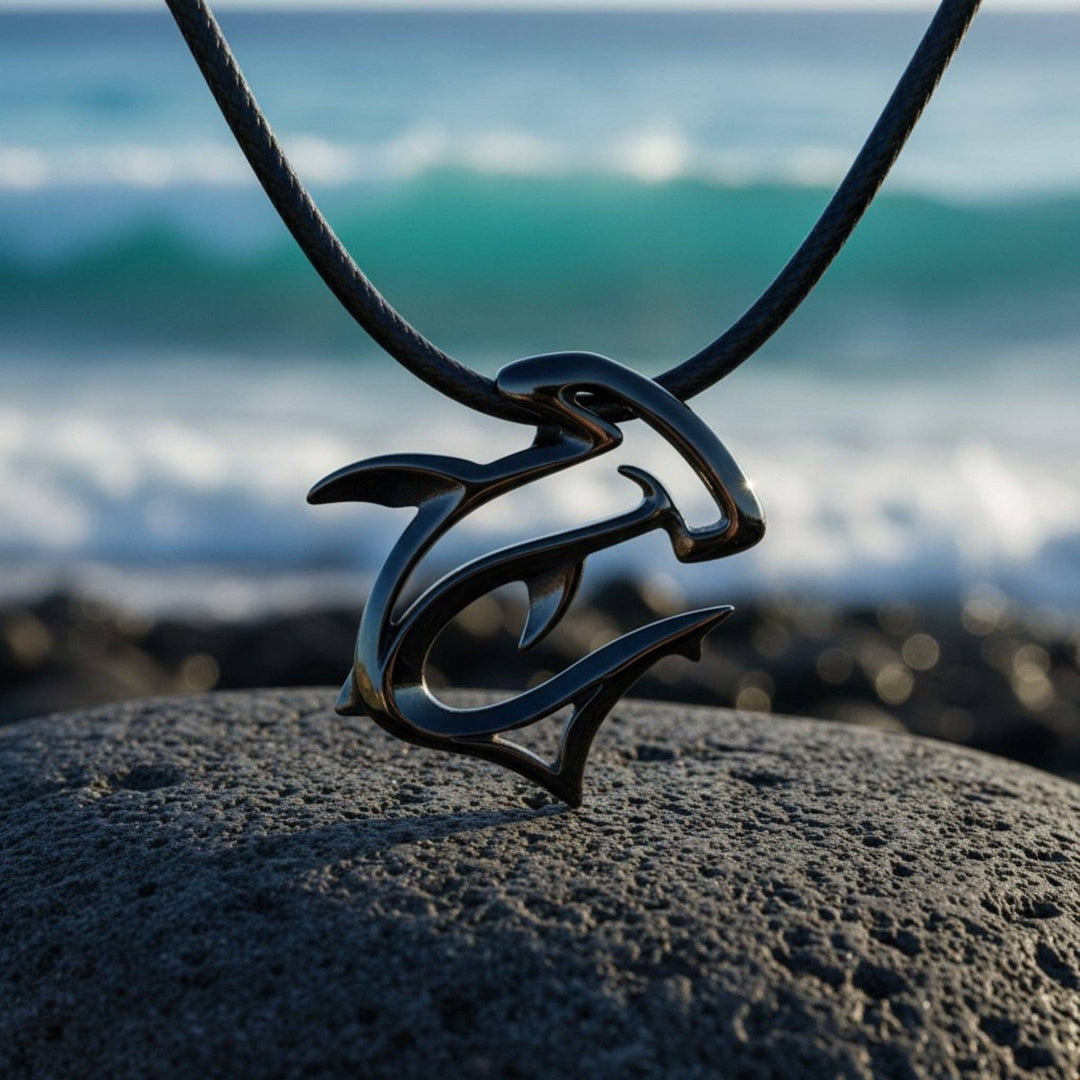 Hammerhead Shark Pendant Necklace – "The Hammer" - Jet Black Finish