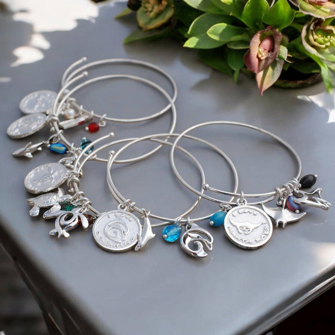 Reef Shark Adjustable Charm Bracelet – I Love Collection - Sterling Silver