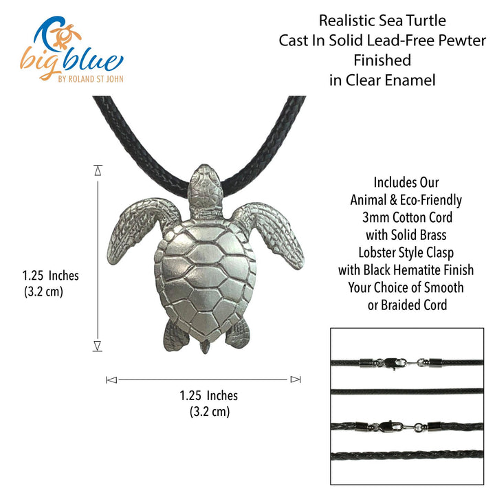 Sea Turtle Pewter Necklace 18"