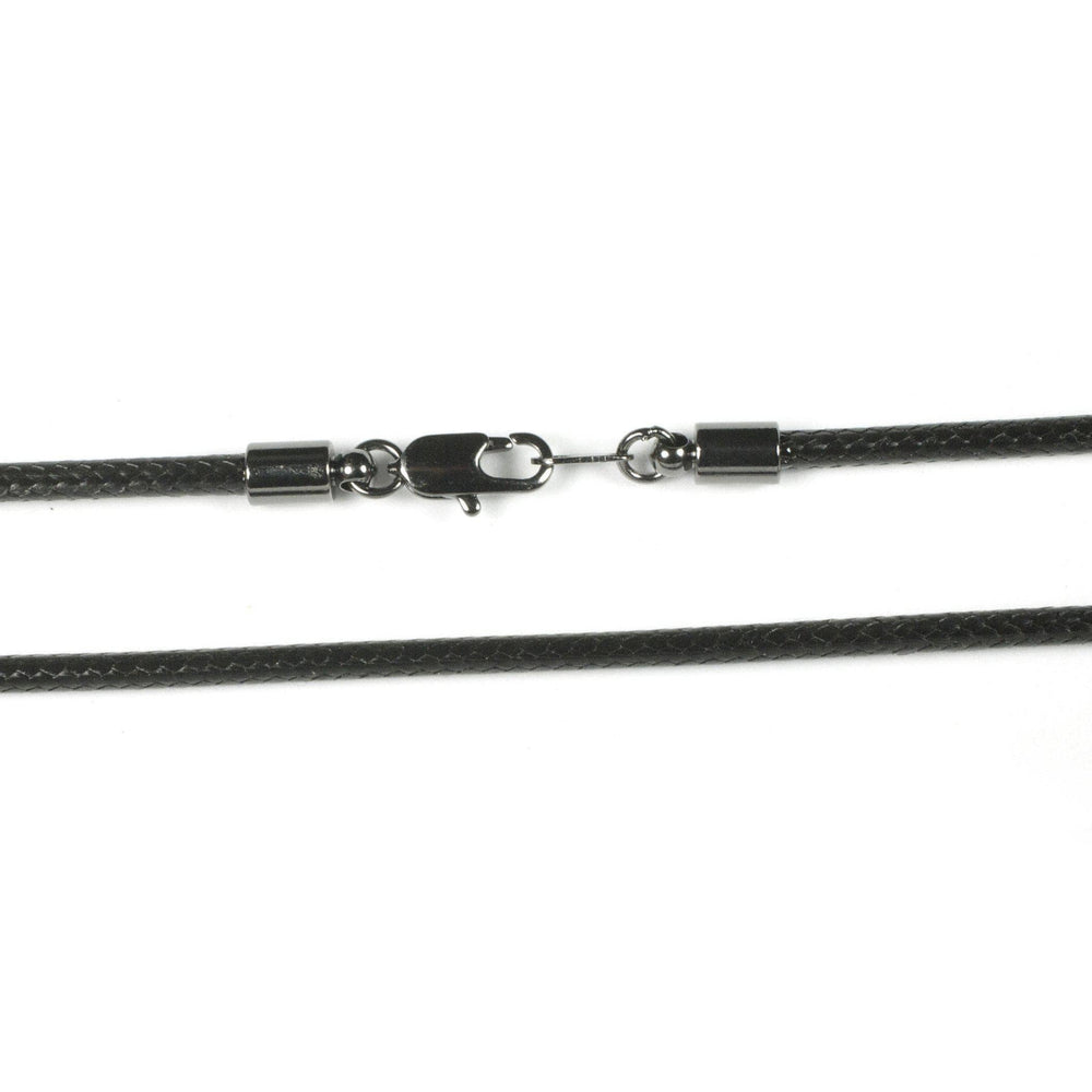 Roland St John 3mm black smooth cotton cord 18-inch clasp detail
