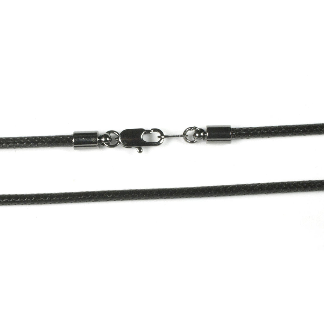 Roland St John 3mm black smooth cotton cord 18-inch clasp detail