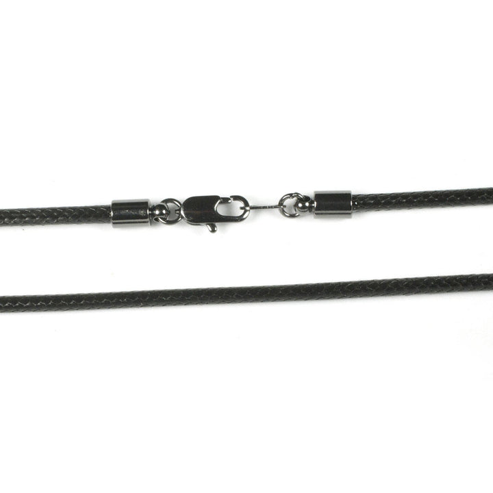 Roland St John 3mm black smooth cotton cord 18-inch clasp detail