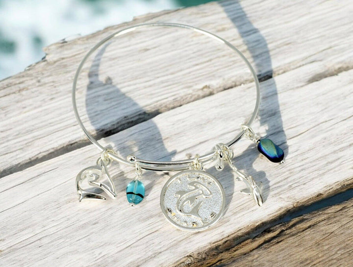 Reef shark sterling silver charm bracelet clasp detail