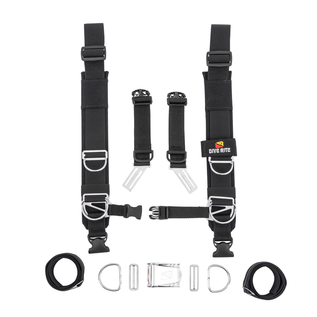 Dive Rite TransPlate Harness without backplate, padded backpack-style straps