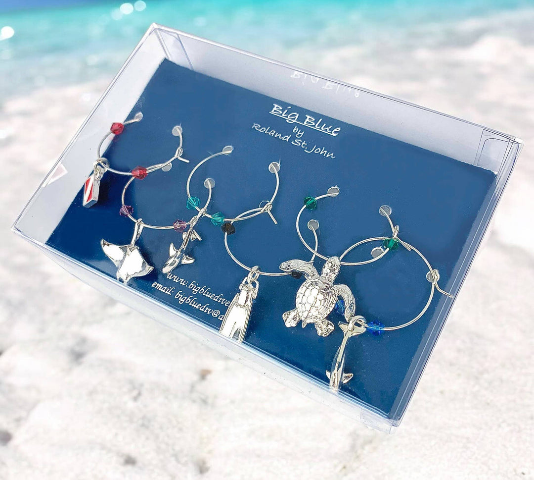 Roland St John diver edition pewter wine glass markers