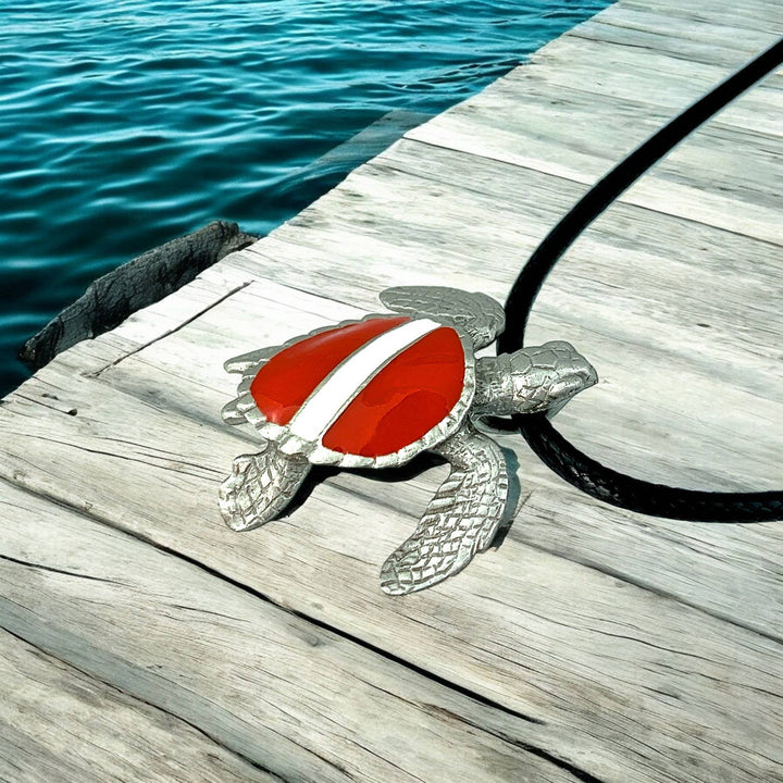 Turtle Necklace with Dive Flag 18"