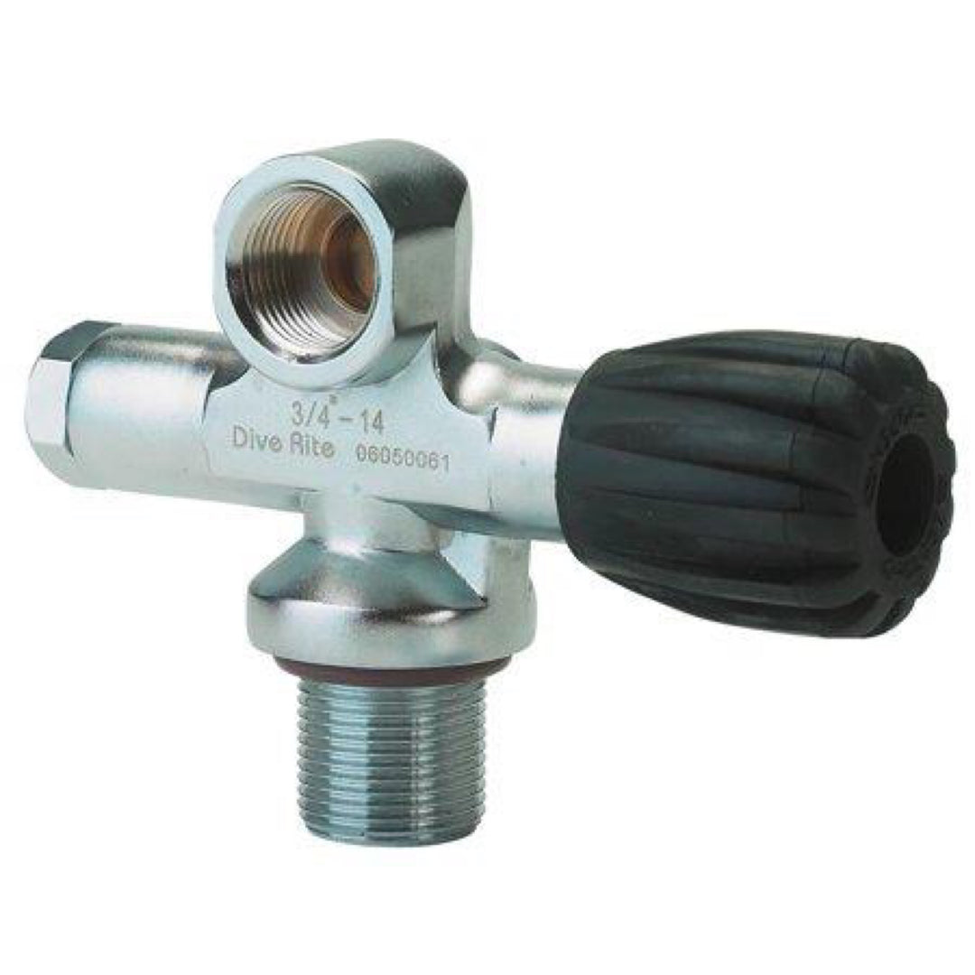 Dive Rite right-hand chrome-plated brass tank valve for doubles manifold