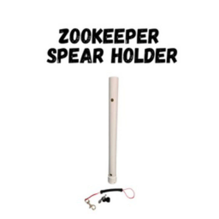 ZooKeeper spear holder clipping to containment unit for pole spear storage