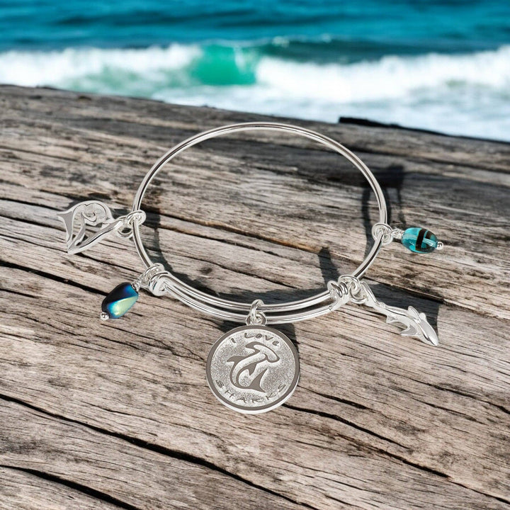 Roland St John reef shark sterling silver adjustable charm bracelet