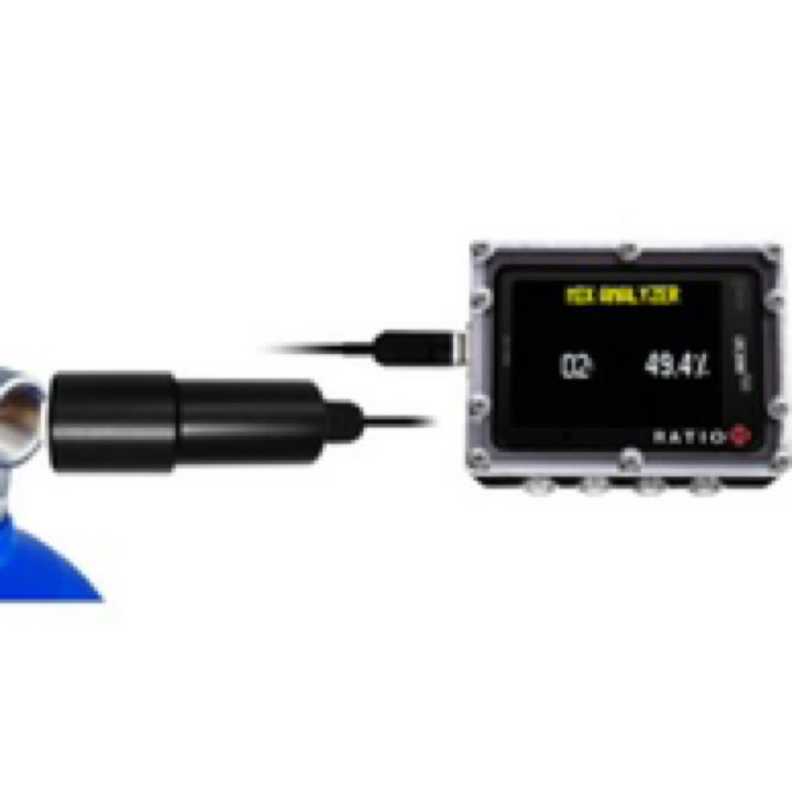 Ratio O2 analyzer display and sensor connection detail