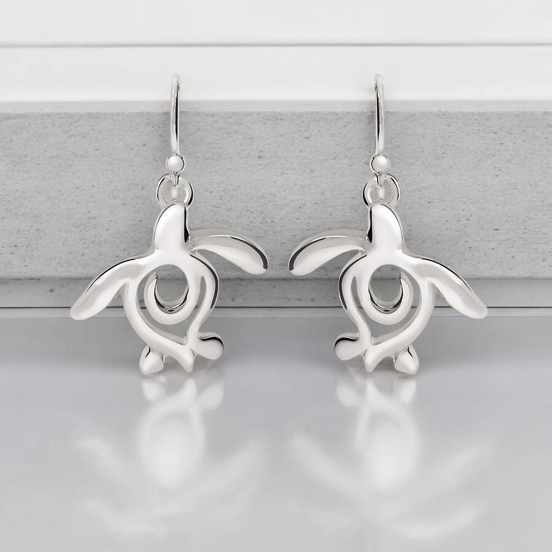 Roland St John Honu sea turtle sterling silver drop earrings