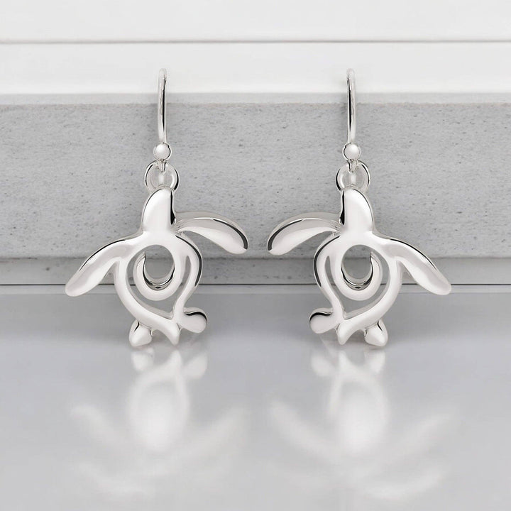 Roland St John Honu sea turtle sterling silver drop earrings