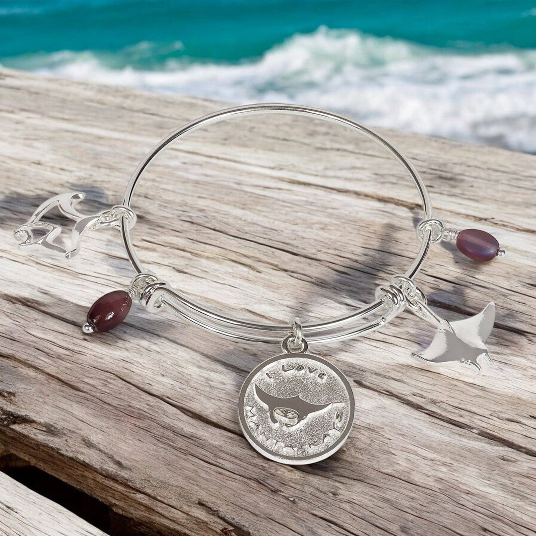 Roland St John Manta Ray sterling silver adjustable charm bracelet