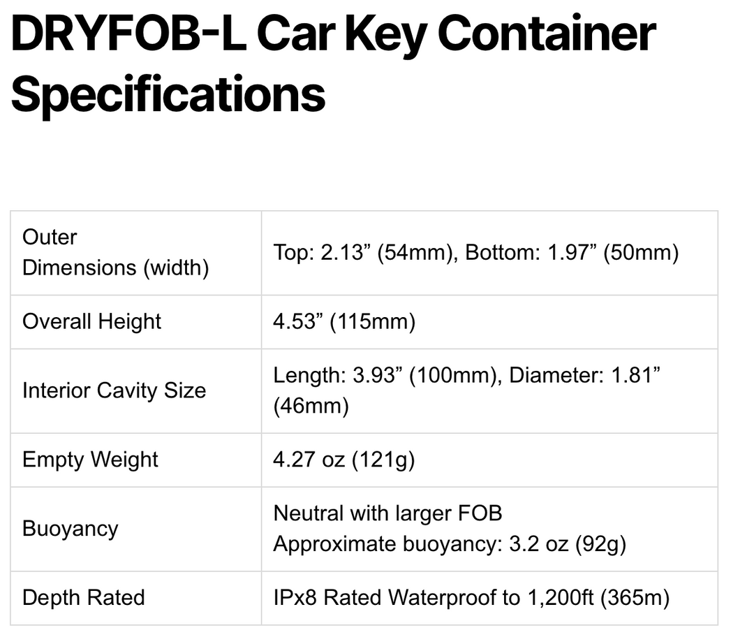 DryFob Waterproof Car Key Containers for Scuba Diving