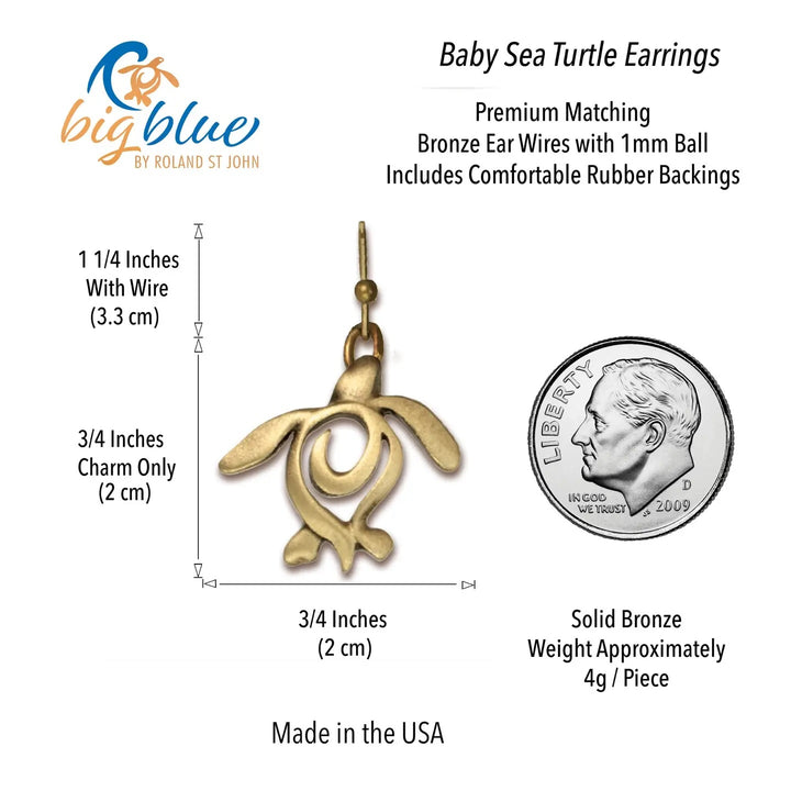 Bronze Turtle Drop Earrings For Women