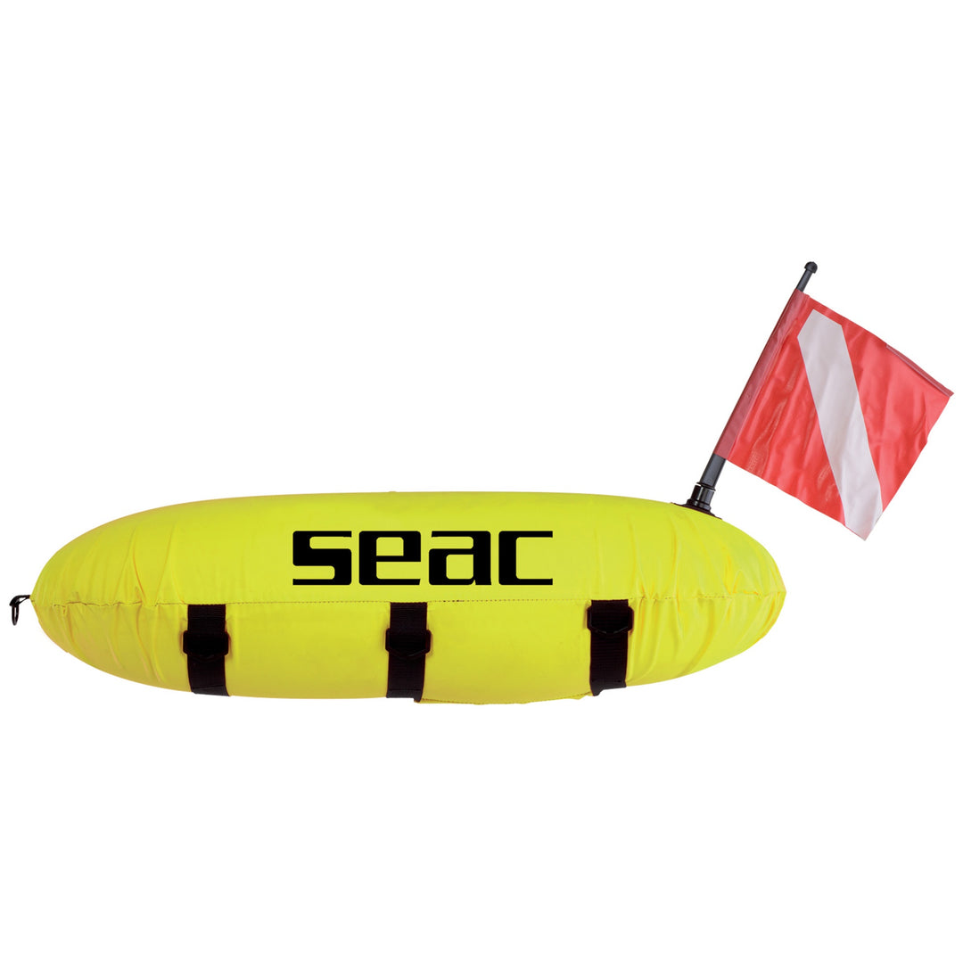 Seac yellow torpedo buoy surface marker for spearfishing and freediving