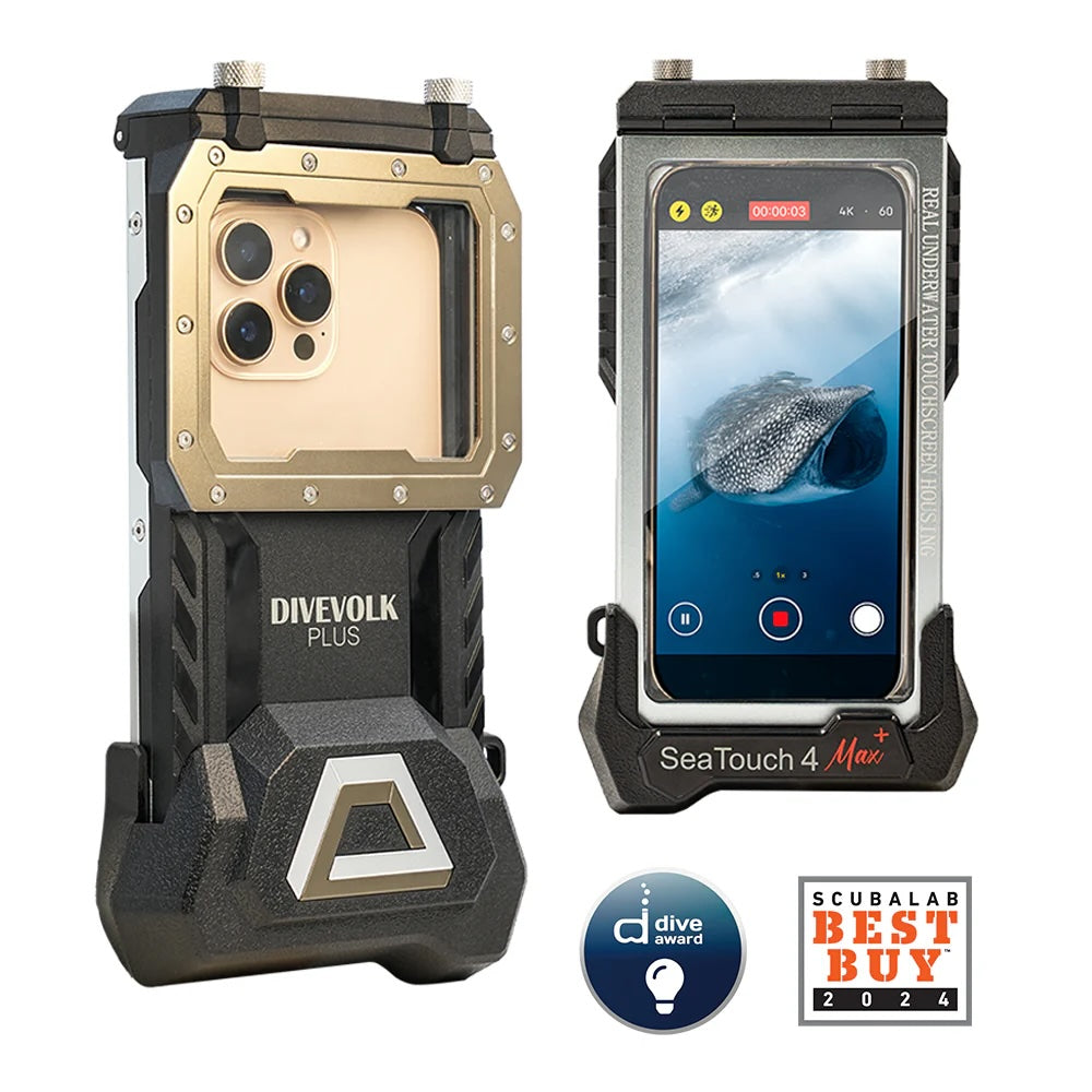 DiveVolk SeaTouch 4 Max Plus underwater smartphone housing with touchscreen passthrough