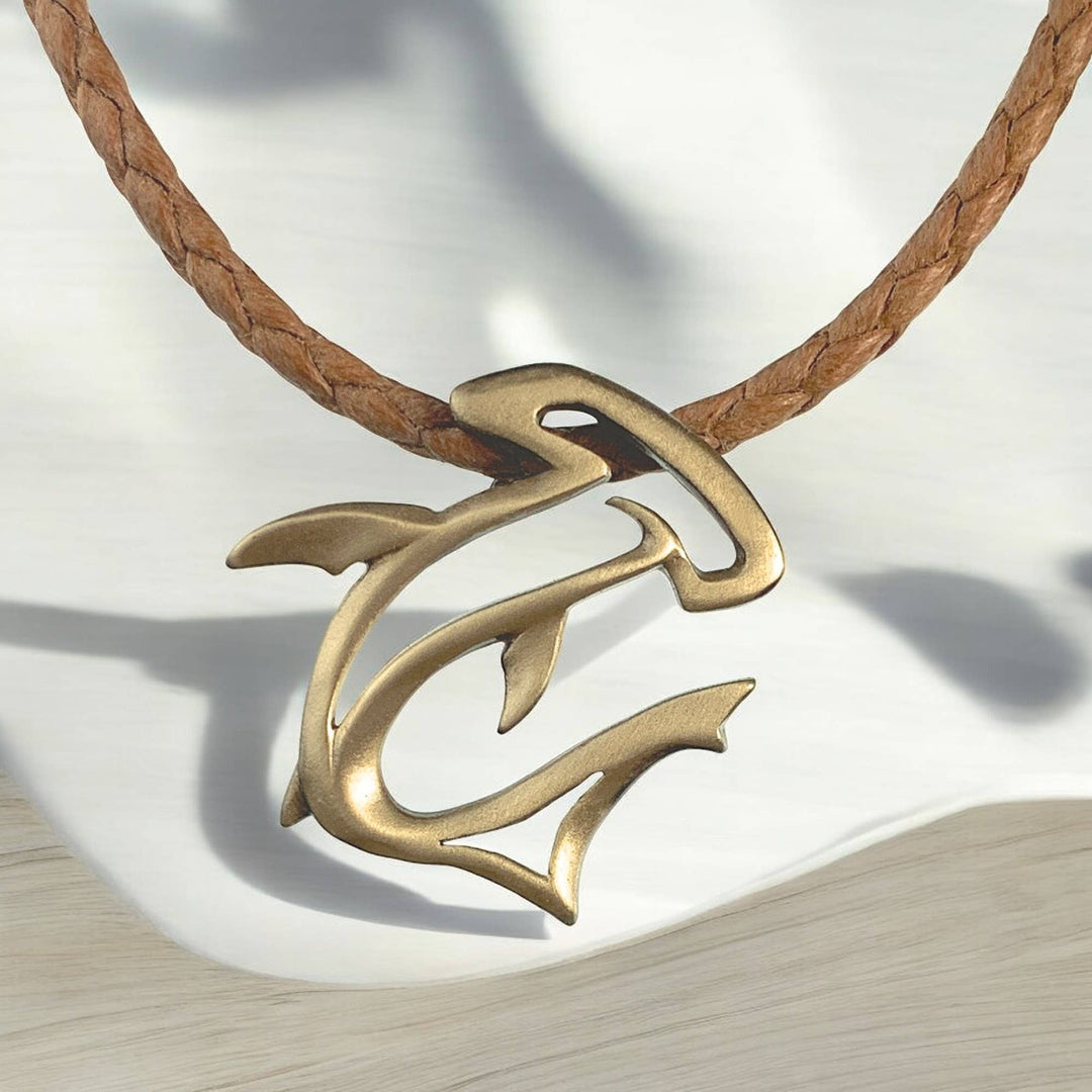 Bronze Hammerhead Shark Necklace 20"