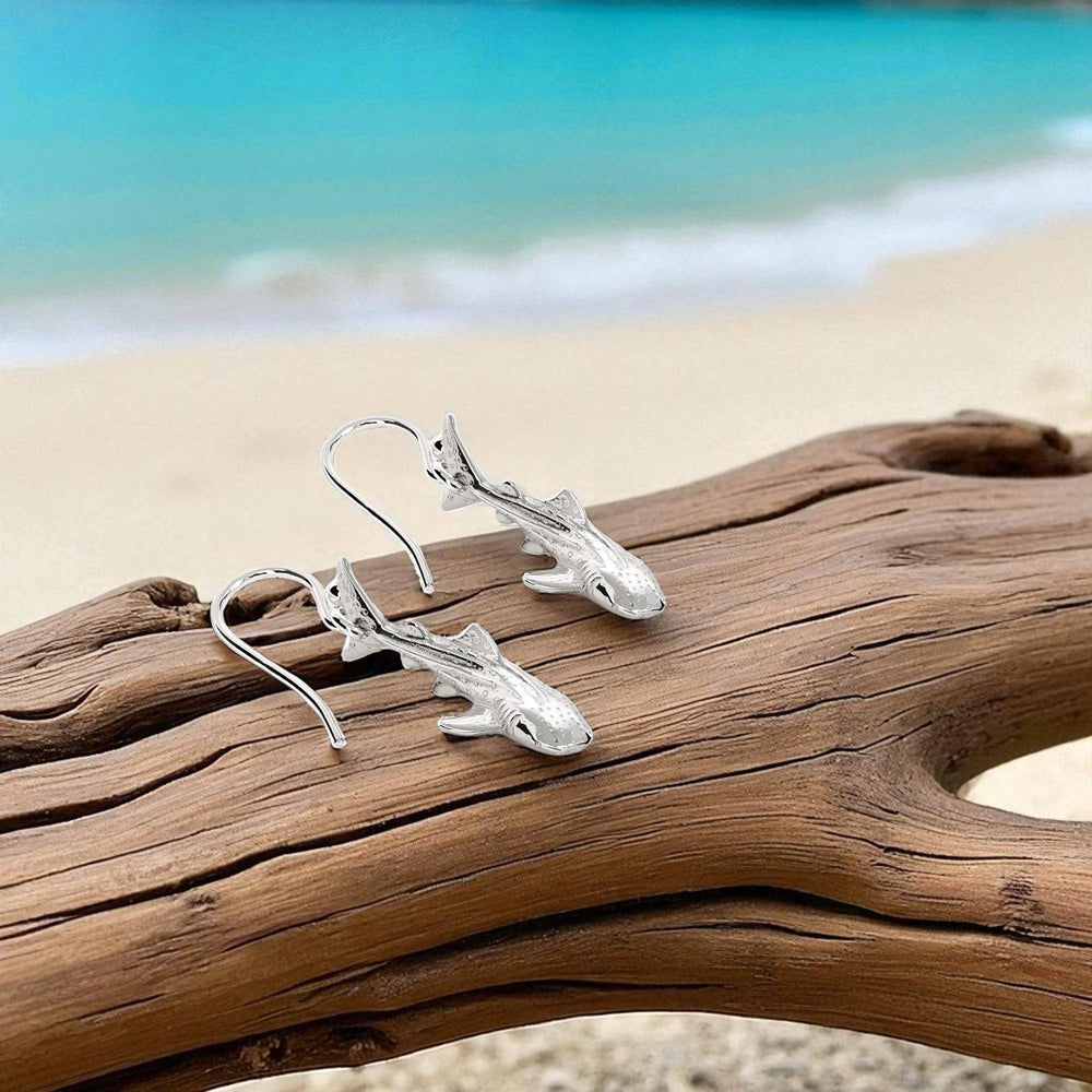 Roland St John whale shark sterling silver earring detail and scale