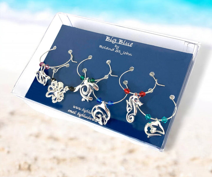 Roland St John ocean-themed pewter wine glass markers