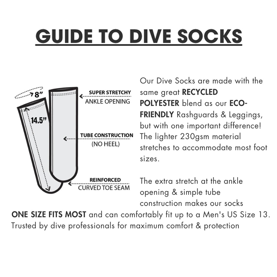 Spacefish Army dive socks sizing chart